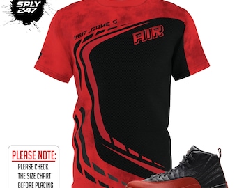 Camiseta Air Jordan 12 Flu Game Match, estilo retro urbano.