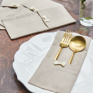 Set Of 4-6-8, Linen Cutlery Holder Pocket, Linen Dinner, Linen Cutlery Holder, Engagement Decor, Table Decor, Dinner Table, Thanksgiving