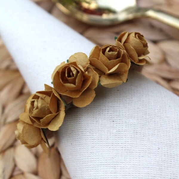 Bunch Of Roses Wicker Rope Napkin Ring Set, Dinner Decor, Wedding Table Decor, Napkin Ring Set, Wedding Dinning, Rond de serviette