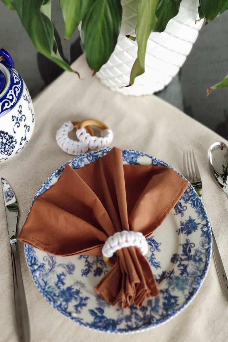 Macrame Cotton Wood Napkin Ring Table Decor Macrame Napkin Etsy