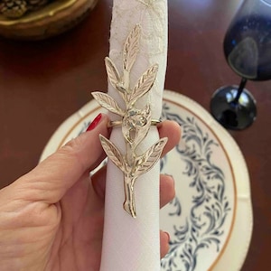 Olive Branch Napkin Ring, Metal Napkin Ring, Table Decor, Wedding Decor, Napkin Ring Holder, Christmas Napkin Rings, Serviettenringe image 1