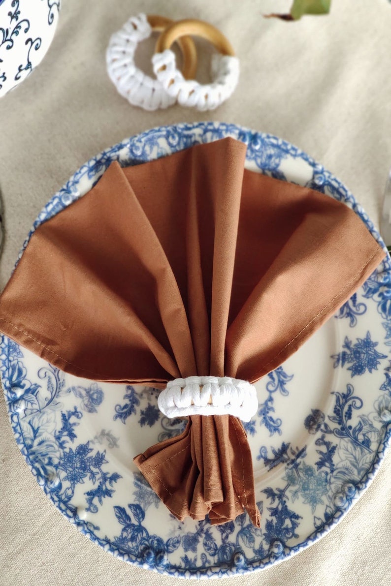 Macrame Cotton Wood Napkin Ring Table Decor Macrame Napkin Etsy