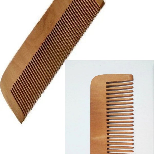 Wooden Comb, Narrow and Wide Tooth Wood Comb, Organic Comb, Bag Size Comb, Boxwood Comb, Anti Static Comb- For Him- For Her