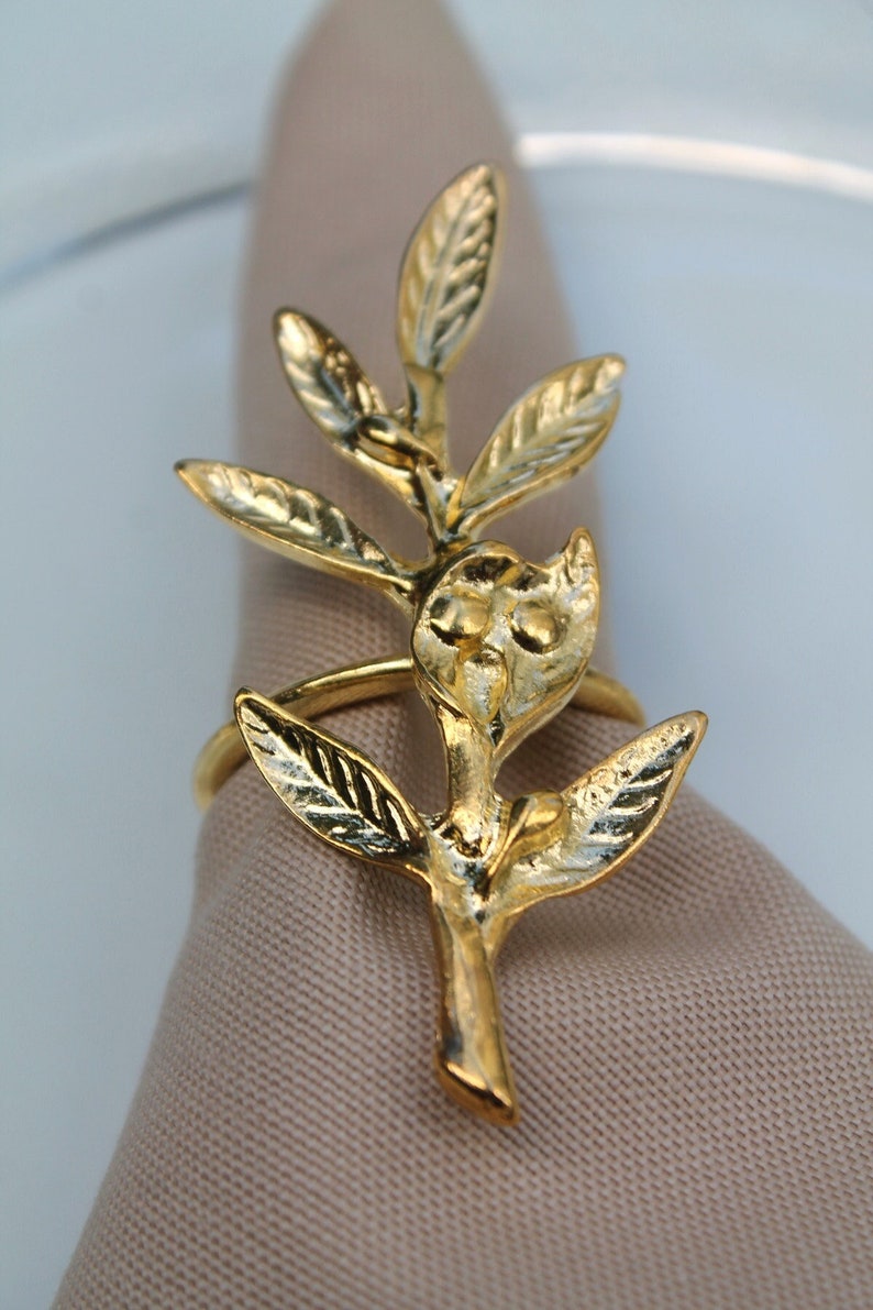 Olive Branch Napkin Ring, Metal Napkin Ring, Table Decor, Wedding Decor, Napkin Ring Holder, Christmas Napkin Rings, Serviettenringe image 2