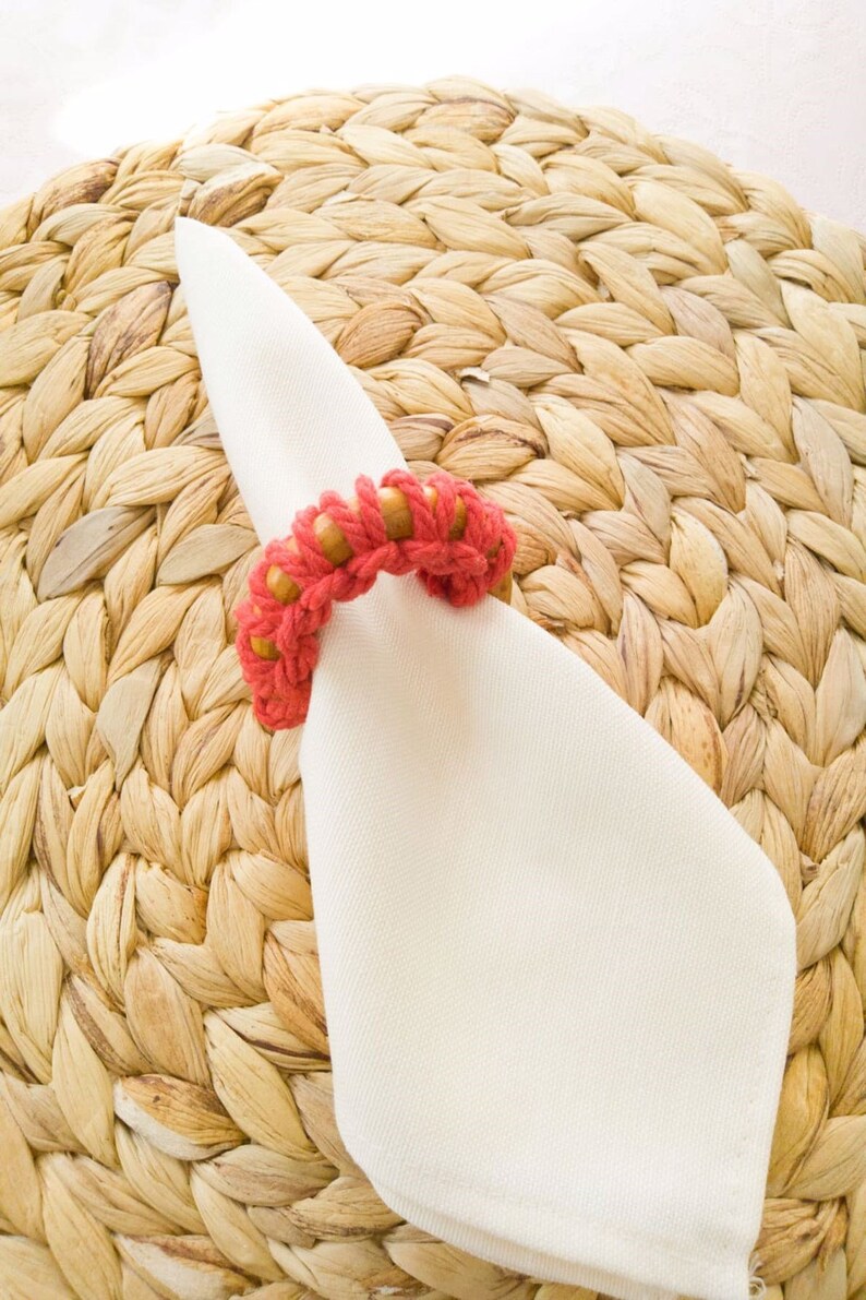 Macrame Cotton Wood Napkin Ring Table Decor Macrame Napkin Etsy