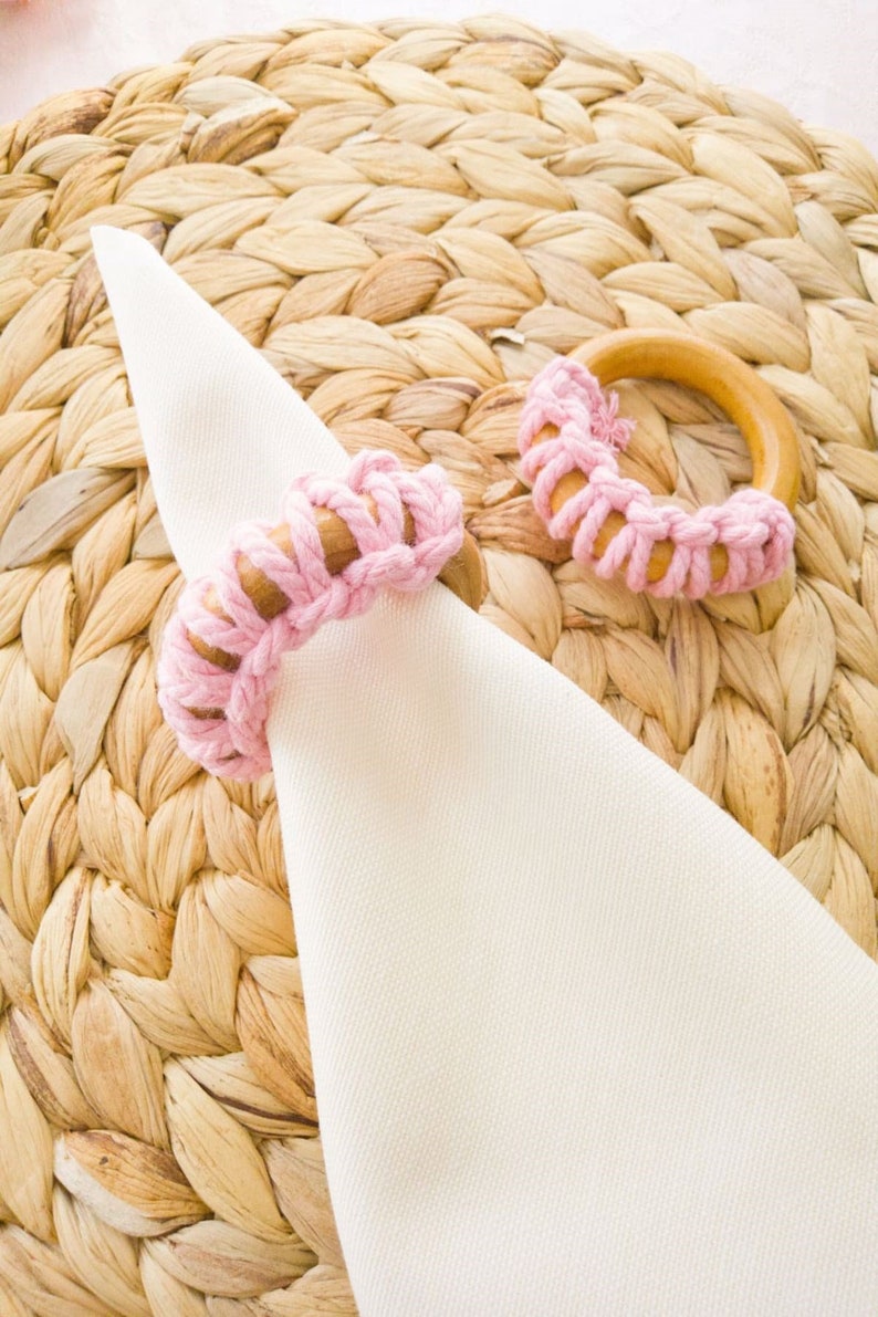 Macrame Cotton Wood Napkin Ring Table Decor Macrame Napkin Etsy
