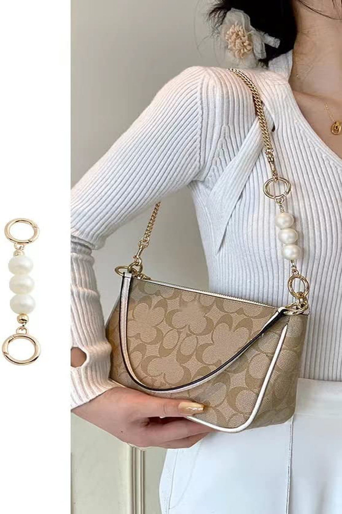 2pack Purse Chain Strap Bead Extenders for Handbag Shoulder Crossbody