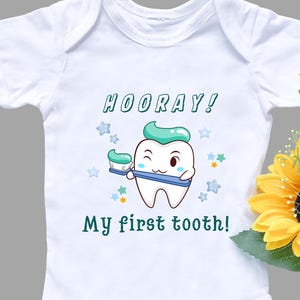 Body de bebé con mi primer diente, camiseta divertida para bebé, regalo para baby shower, atuendo para niña recién nacida, regalo para bebé niño, bingo para baby shower, hito del bebé, regalo para mamá primeriza