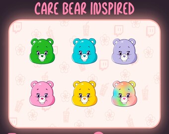 Care Bear Inspired Sub/Bit Badges Twitch | Cute | Kawaii | For Streamers | Premade | 6 Badge