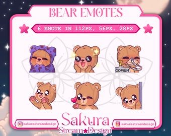 Bear Emote Pack (Pack 2) for Twitch/Discord/YouTube | Custom Twitch Emotes | Cute Bear Emote | Emote | Discord Stickers | Stream Emotes