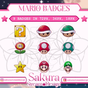 Mario Inspired Badges for Twitch/YouTube/Discord | Bit Badges | Twitch Sub Badges | Subscriber Badges | Discord Roles | Stream Badges