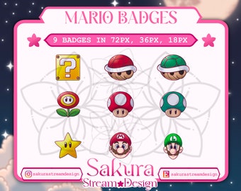 Mario Stream Badges for Twitch/YouTube/Discord (Digital File)