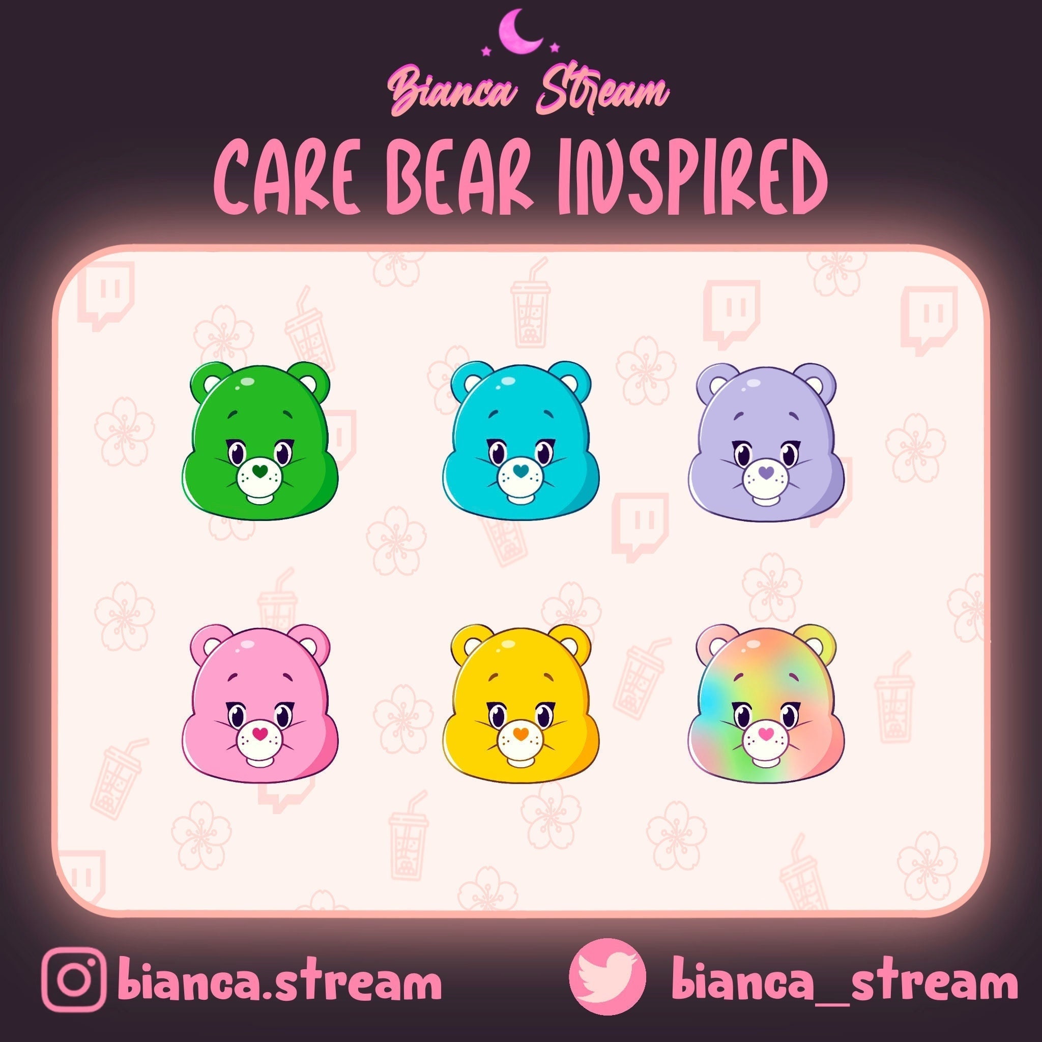 Care Bear Inspired Sub/bit Badges Twitch | Cute | Kawaii | for ...