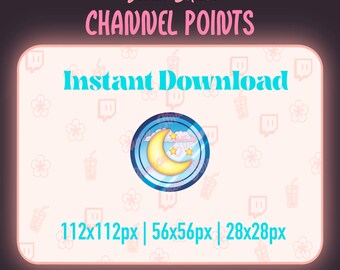 Pastel Moon & Stars Twitch Emote: Channel Point Icon (Digital Download)