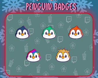 Penguin Sub/Bit Badges Twitch | Cute | Kawaii | Winter | For Streamers | Premade | 5 Badge