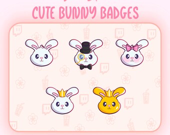 Cute Bunny Sub/Bit Badges Twitch | Cute | Kawaii | Animal | For Streamers | 5 Badge