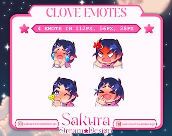 Valorant Clove Twitch Emotes | Discord | Streamer | Cute - Chibi - Game | 4 premade emote