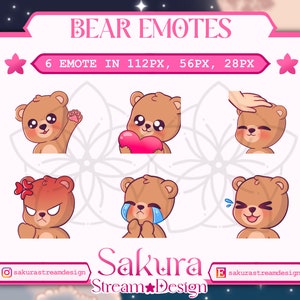 Bear Emote Pack (Pack 1) for Twitch/Discord/YouTube | Custom Twitch Emotes | Cute Bear Emote | Emote | Discord Stickers | Stream Emotes