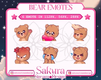 Bear Emote Pack (Pack 1) for Twitch/Discord/YouTube | Custom Twitch Emotes | Cute Bear Emote | Emote | Discord Stickers | Stream Emotes