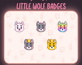 Little Wolf Sub/Bit Badges Twitch | Cute | Kawaii | For Streamers | 5 Premade Badge