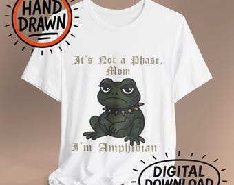 Grumpy Gothic Frog Clipart: Punk Toad PNG, PSD (Digital Download)