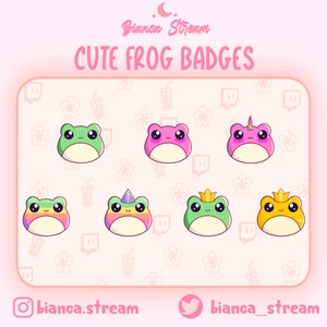 Frog Sub/Bit Badges Twitch | Cute | Kawaii | For Streamers | 7 Premade Badge