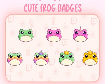 Frog Sub/Bit Badges Twitch | Cute | Kawaii | For Streamers | 7 Premade Badge