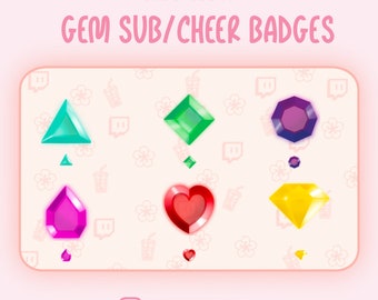 Sub/Bit Badges "Gem" Twitch | Discord | Streamer | Gem - Cheer - Game | 6 badge