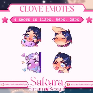 Valorant Clove Twitch Emotes | Discord | Streamer | Cute - Chibi - Game | 4 premade emote
