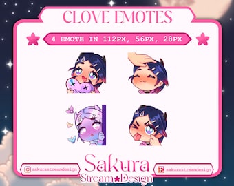 Valorant Clove Twitch Emotes | Discord | Streamer | Cute - Chibi - Game | 4 premade emote