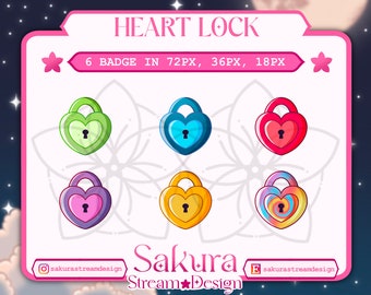 Heart Lock Stream Badges for Twitch, YouTube, Discord (Digital Download)