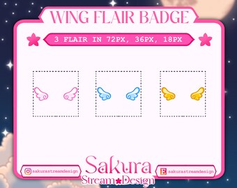 Wing Twitch Sub Badge Flair | Stream | Cute - Flair - Twitch Stream | 3 Flair