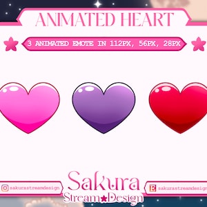 Animated Heart Emotes for Twitch/Discord (Digital File)