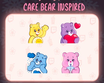 Care Bear Inspired Emotes for Twitch and Discord | Cute | Kawaii | For Streamers | Premade | 4 Emote