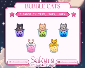 Bubble Tea Cat Badges for Twitch/YouTube/Discord | Bit Badges | Twitch Sub Badges | Subscriber Badges | Discord Roles | Stream Badges