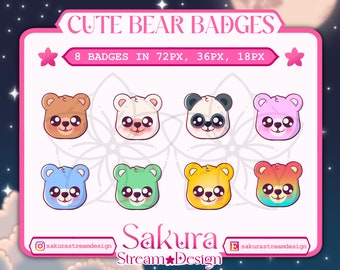 Cute Bear Badges for Twitch/YouTube/Discord | Bit Badges | Twitch Sub Badges | Subscriber Badges | Discord Roles | Stream Badges