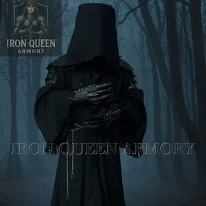 Nazgul Black Rider Costume – Medieval Wraith Cloak with Gauntlets/Shoulder/Silver Chain – Dark Fantasy Hooded Robe for Cosplay & LARP