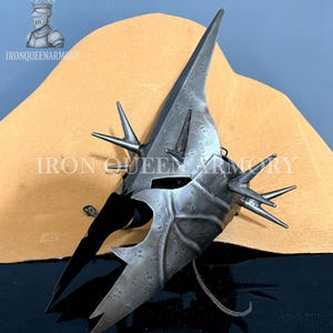 Witch King Style Spiked Helmet | Dark Fantasy Nazgul Armor for Cosplay, LARP & Display | Medieval Black Steel War Mask