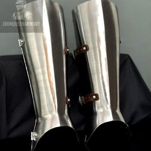 Medieval Steel Leg Greaves | Knight’s Leg Greaves Armor | SCA Battle-Ready Leg Armor | Medieval Lower Leg Armor for LARP & Cosplay Knights