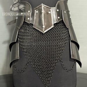 Lady Knight Steel Black Tassets Armor With Chainmail/Women&#39;s Metal Tassets/Fantasy Female Tassets/Cosplay Armor/Larp Armor/Gift For Her