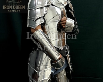 Armure complète faite main de chevalier avec cape noire - Cosplay en acier