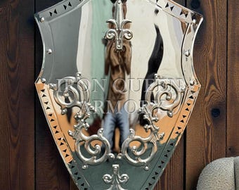 Medieval Templar Knight Stainless Steel Shield | Handcrafted Stainless Steel Medieval Shield – Gothic Knight Armor Decor