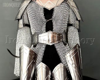Female Knight Chainmail Armor Suit: Medieval Warrior Queen Costume
