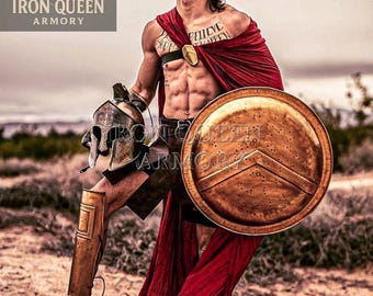 Spartan Warrior Full Suit Costume: Helmet, Shield, Cape, & Armor - Cosplay Larp Outfit