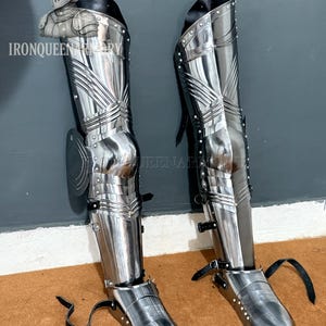 Medieval Knight Full Steel Greaves & Sabatons/Handcrafted Gothic Knight Leg Guards/Full Leg Protection/Cosplay Armor/Larp Armor/SCA Armor
