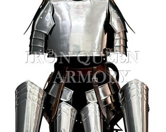Medieval Steel Armor Set – Breastplate, Arm Guards & Leg Greaves – Fully Wearable Costume Armor for LARP, Reenactment, Halloween Armor Set