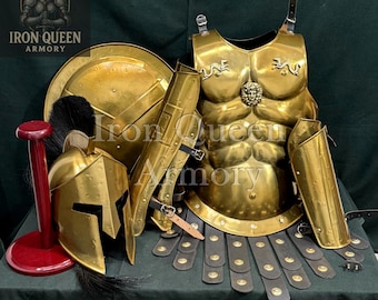 Spartan King Muscle Cuirass, Helmet, Shield – Wearable Steel Costume Set