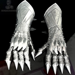 Middeleeuwse Nazgul-etshandschoenenset ~ Gothic-handschoenen ~ Halloweenkostuum ~ Rollenspel en cosplay kostuumhandschoenen