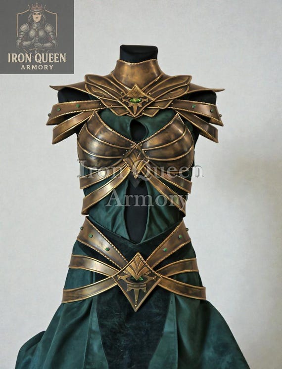 Elf Queen Costume Armor Set | Antique Gold Cosplay Breastplate | LARP, Ren Faire