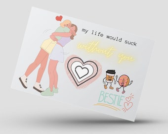 Regalos para mejores amigos / Juego de tarjetas digitales 3x2 para tu mejor amigo / Regalo imprimible para mejores amigos / Cita de mejor amigo / Arte impreso para tu amigo